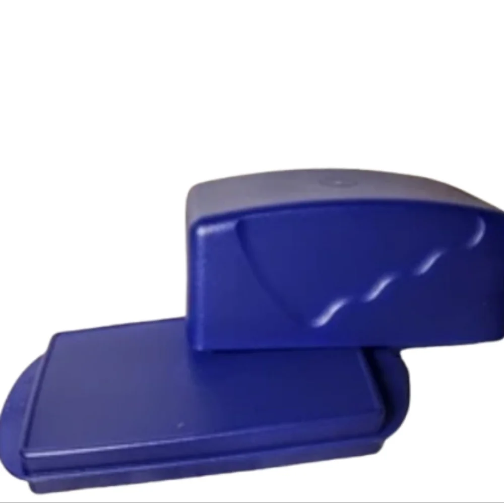Tupperware Deep Blue Butter Dish with Lid Vintage Butter Keeper Cheese Container